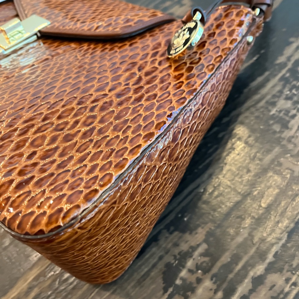 Brahmin Esme Nutmeg Janeway Snakeskin Embossed Shoulder Bag - Picture 6 of 16